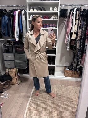 AllSaints Beige Lyocell Belted Drape Trench Coat XS